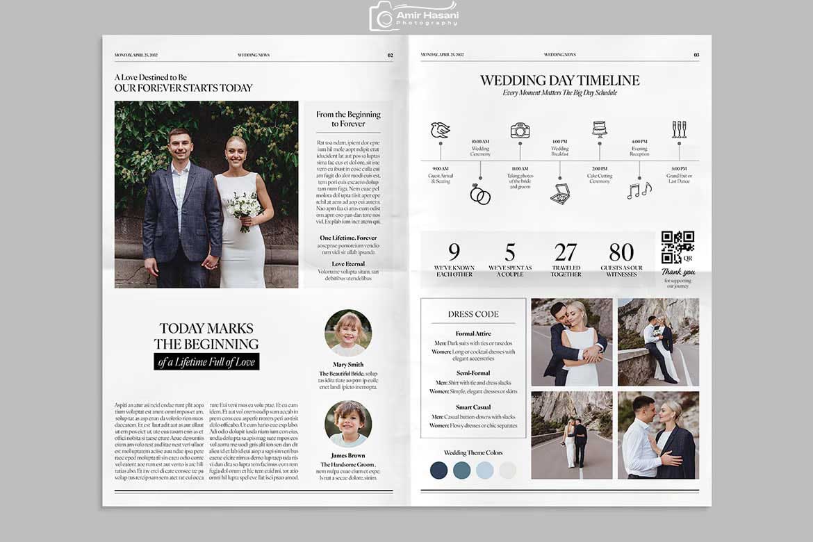 دانلود قالب گرافیکی عروسی – قابل ویرایش در InDesign و Canva​