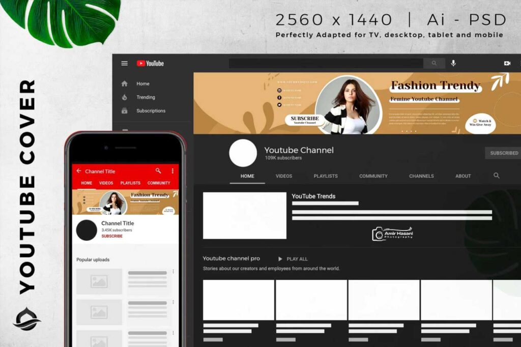 دانلود بنر یوتیوب استایل فشن