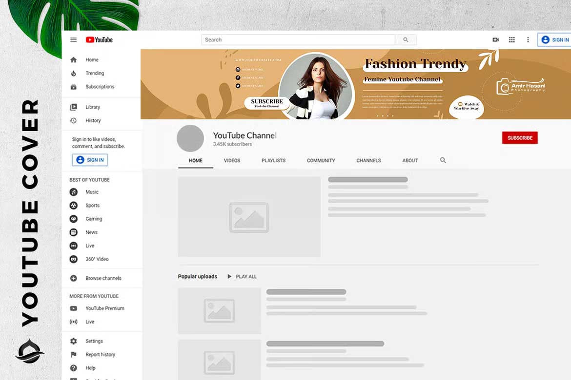 دانلود بنر یوتیوب استایل فشن