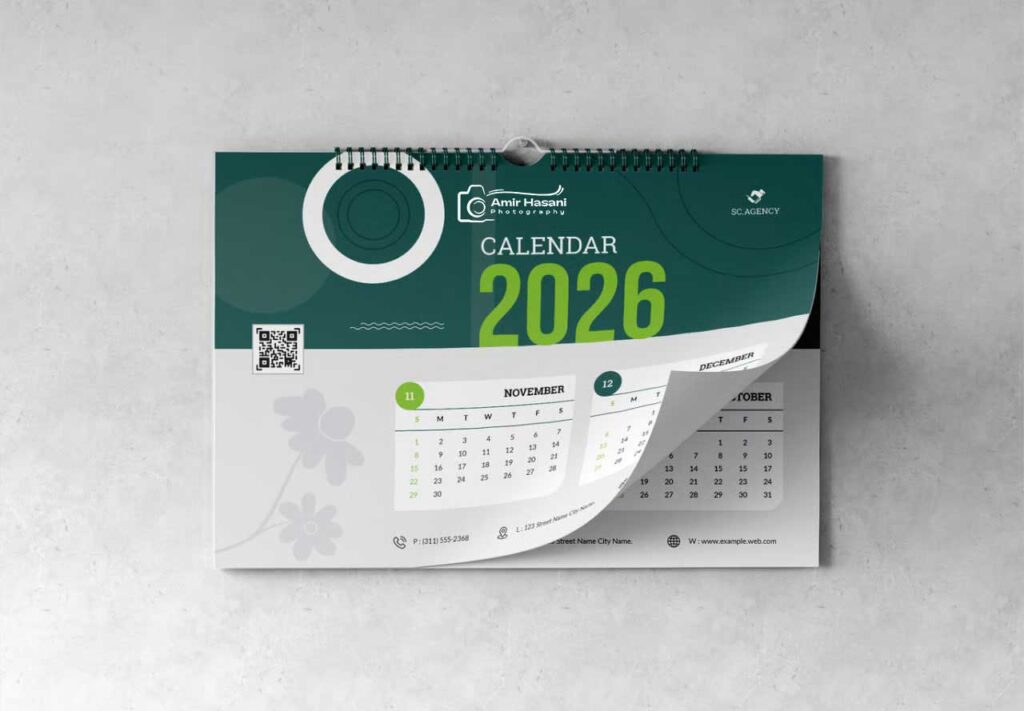 دانلود قالب تقویم شرکتی 2026 فتوشاپ