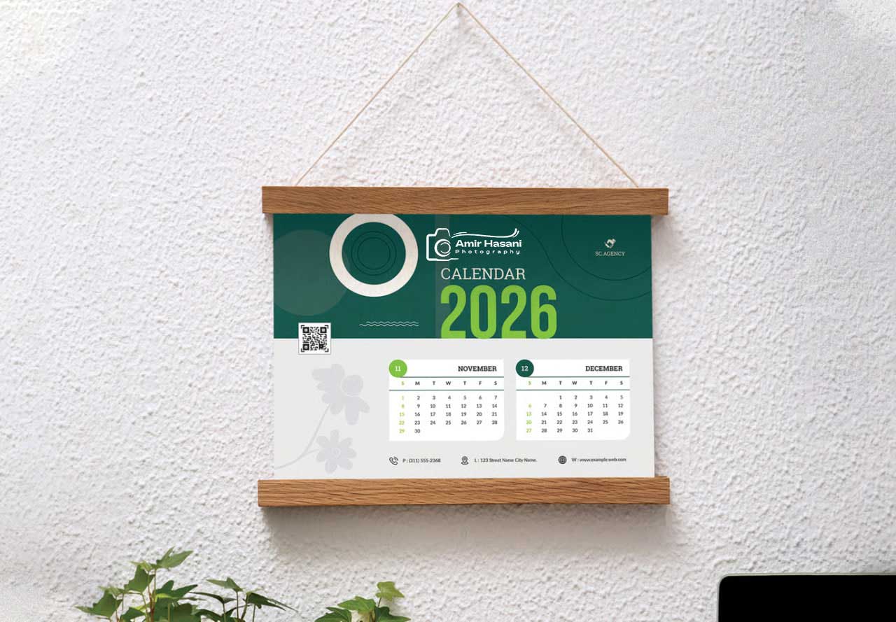 دانلود قالب تقویم شرکتی 2026 فتوشاپ
